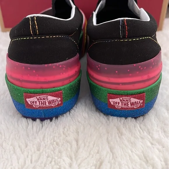 Platform Rainbow Glitter Vans Slip-on. Rare! - Picture 5 of 7